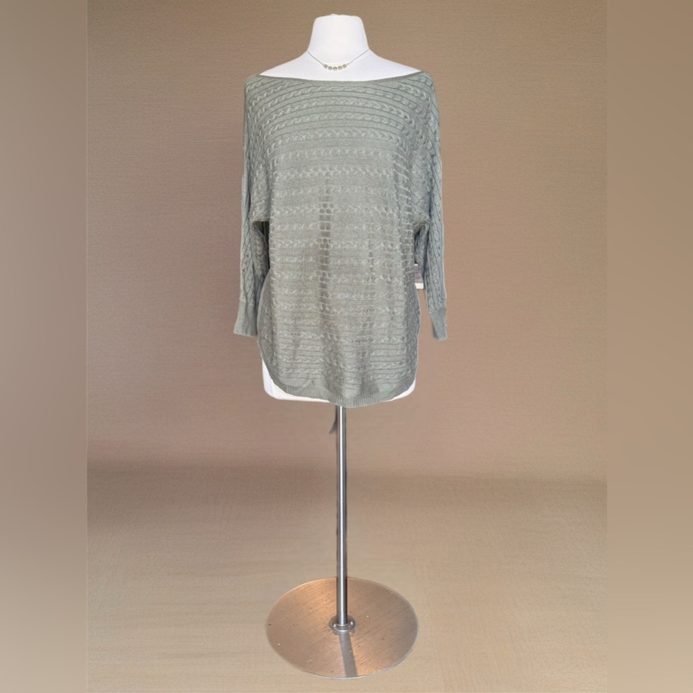 Market & Spruce Sage 3/4 sleeve boatneck Open Knit Sweater